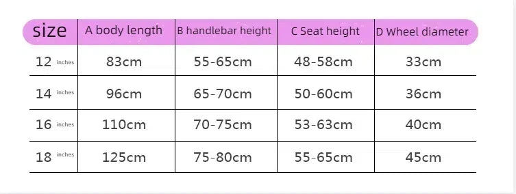Simulation Motorcycle Bicycle Kids Safe Walker Bicycle 12/14/16 Inch for Children Early Riding Training Kids Riding Use Tool