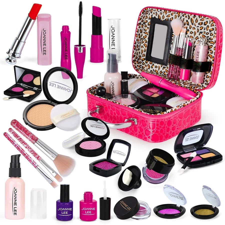 Pretend Makeup Kit for Girls, Pretend Play Makeup Set for Kids - with Christmas Birthday Makeup Bag, Toy Makeup Set for Toddlers