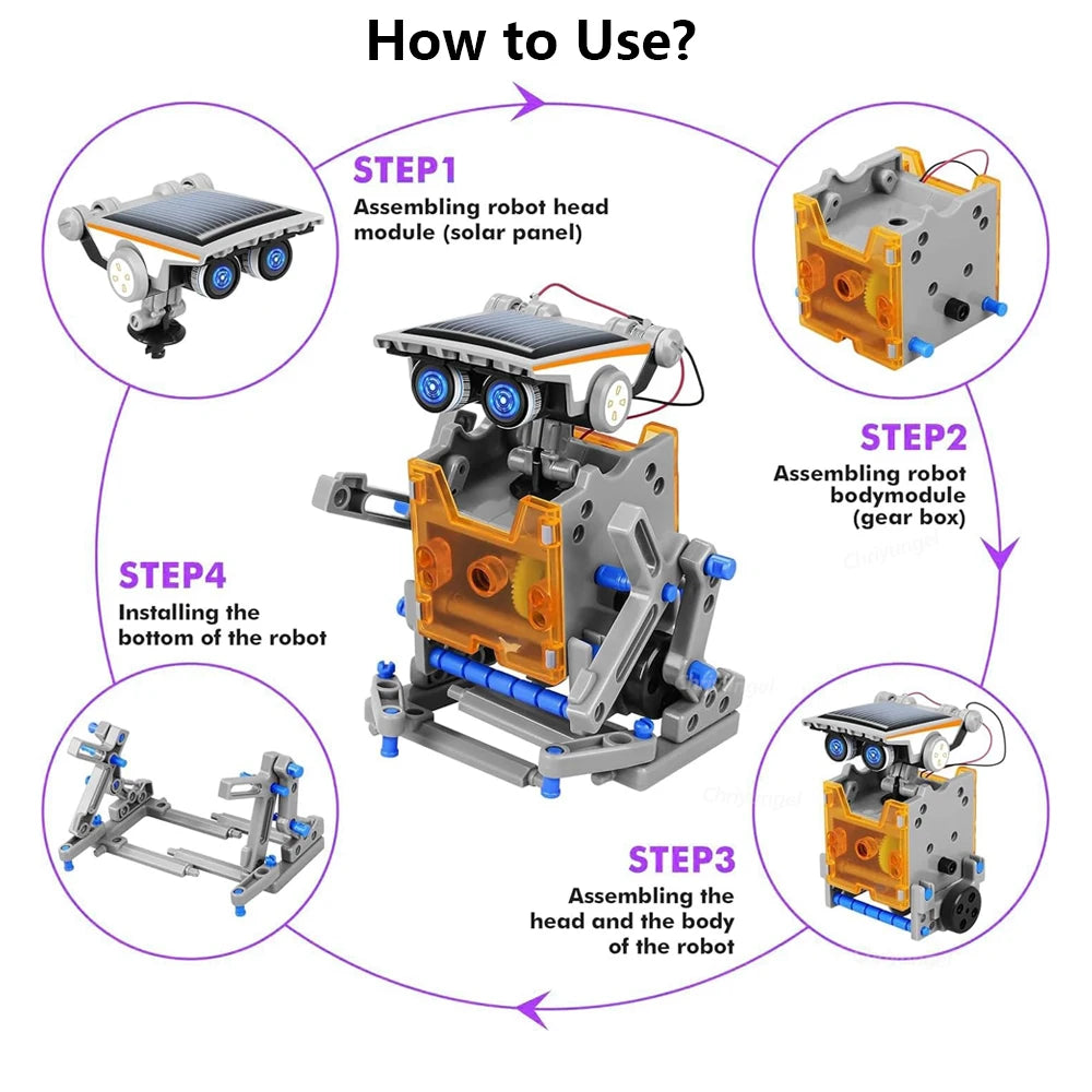 STEM Robot Kit 12 in 1 DIY Science Experiment Educational Learning Toys Engineering Technological Gadgets Gift for Kids Teens