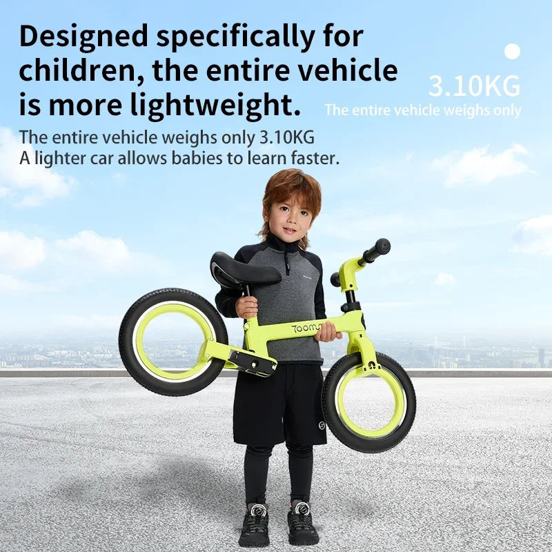 Kids Balance Bike Spoke-Free Space Wheels Adjustable Seat And Handlebar Only 3.1kg for Aged 2-6