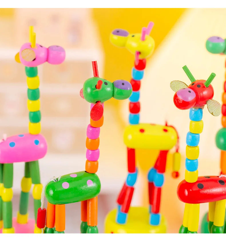 Learning Toys Wooden Animal Simulation Giraffe Developmental Learning Toys  Give Gifts for friend