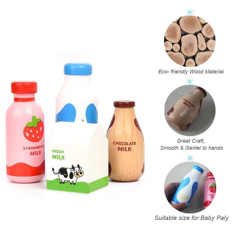 Pretend Play Toy Wooden Drink Set Kitchen Food Toys Kids Montessori Educational Game Children Wooden Imitation Toys for Girl Boy