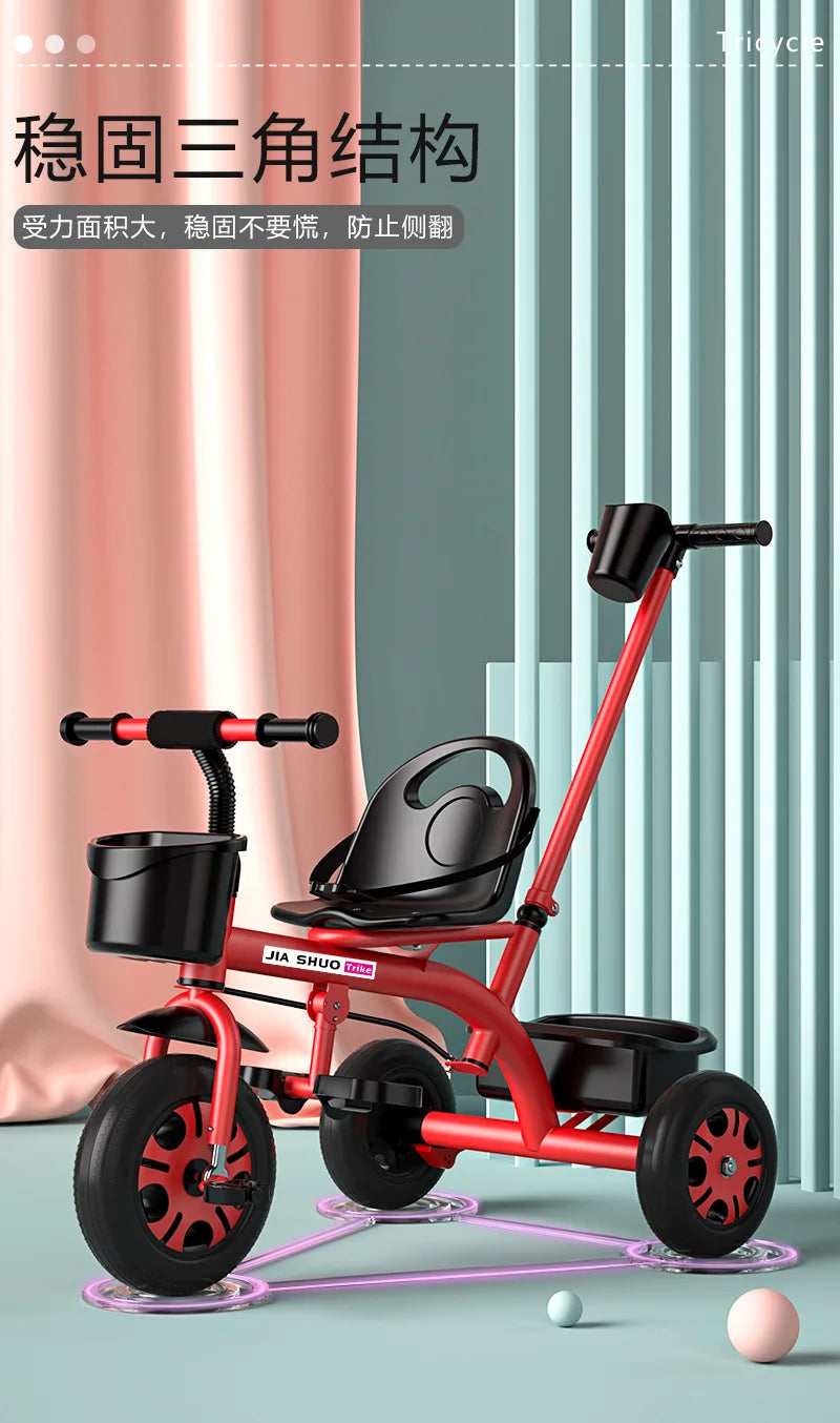 Kids Tricycle Toddler Bike 1-6 Years Old Large Lightweight Children Foot Pedal Bike Baby Ride On Toy Bicycle