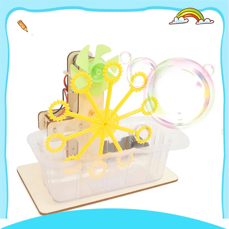 STEM Toys DIY Bubble Machine Assembling Model Material Kits Students Educational Science Experiment Technology Toys for Children
