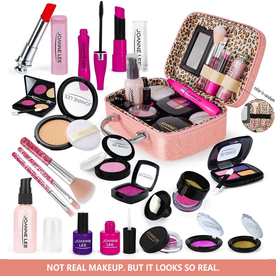 Pretend Makeup Kit for Girls, Pretend Play Makeup Set for Kids - with Christmas Birthday Makeup Bag, Toy Makeup Set for Toddlers