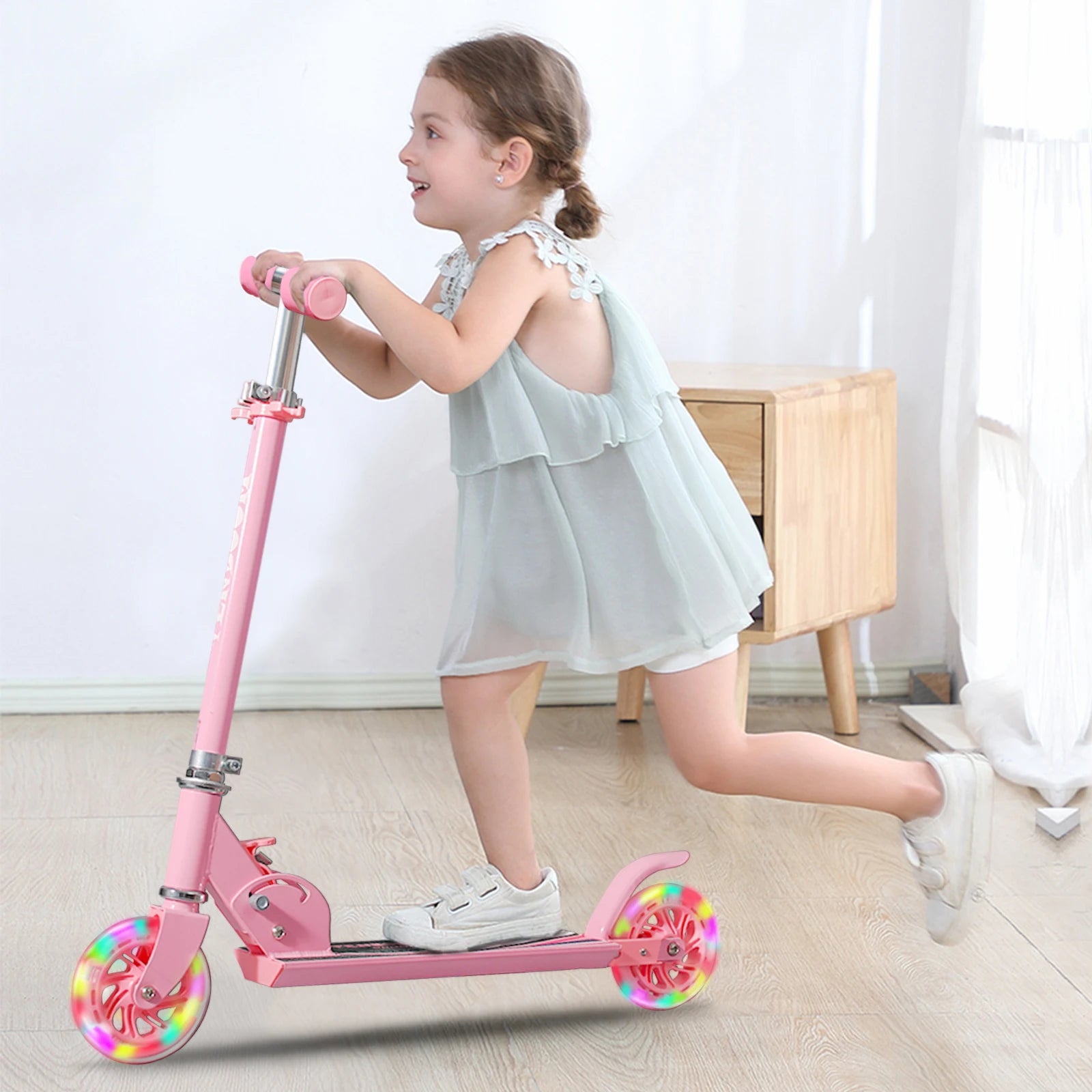 Kids Kick Scooter 120mm Wheels Foldable Aluminum Lightweight Adult Children Outdoor Riding Beginner Training Scooter Durable