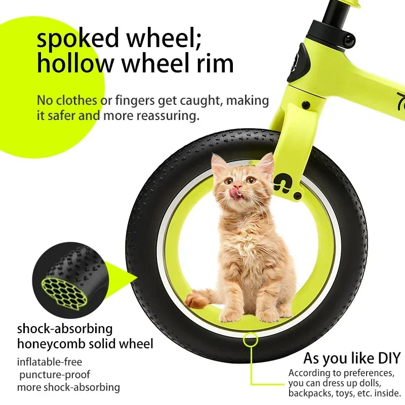 Kids Balance Bike Spoke-Free Space Wheels Adjustable Seat And Handlebar Only 3.1kg for Aged 2-6
