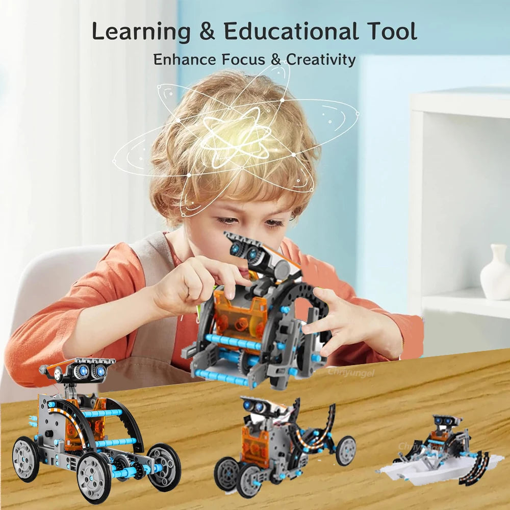 STEM Robot Kit 12 in 1 DIY Science Experiment Educational Learning Toys Engineering Technological Gadgets Gift for Kids Teens