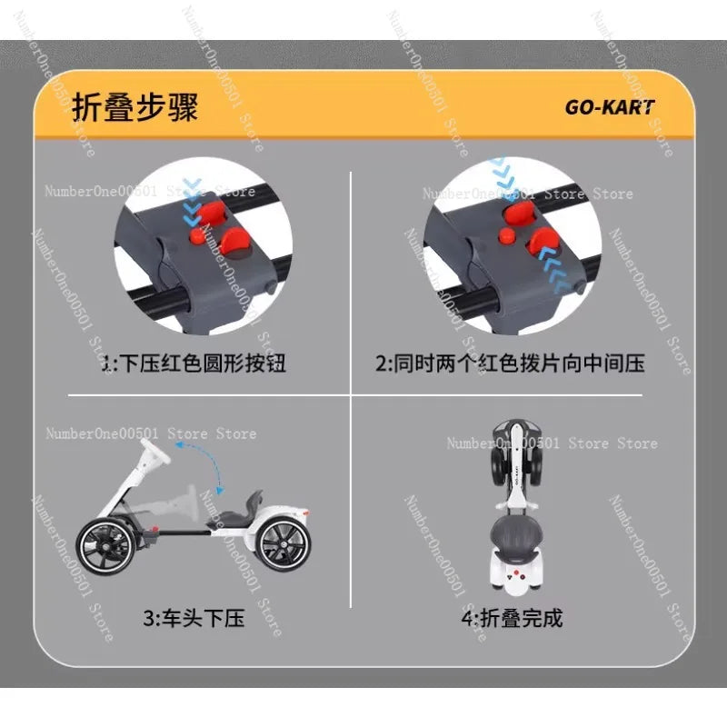 Kids Electric Go Kart Foldable 4 Wheel Ride On Toy Portable For Adults