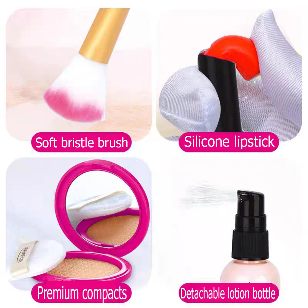Pretend Makeup Kit for Girls, Pretend Play Makeup Set for Kids - with Christmas Birthday Makeup Bag, Toy Makeup Set for Toddlers