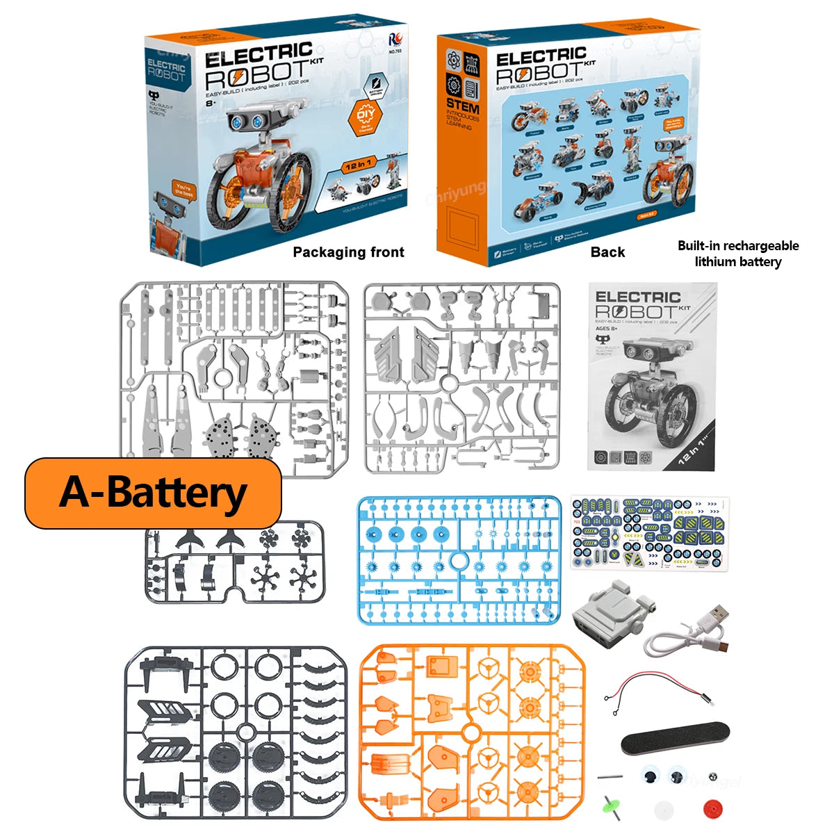 STEM Robot Kit 12 in 1 DIY Science Experiment Educational Learning Toys Engineering Technological Gadgets Gift for Kids Teens