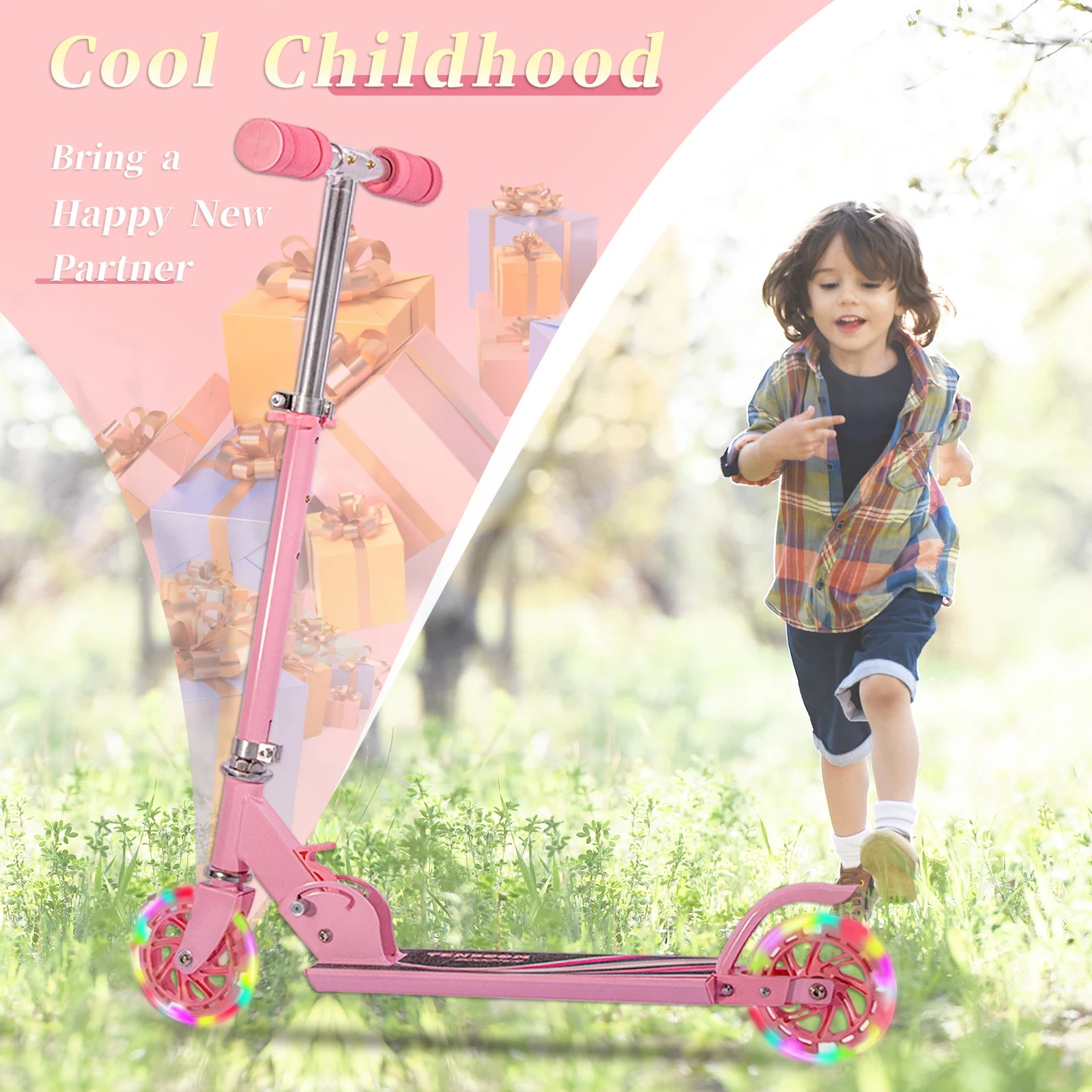 Kids Kick Scooter 120mm Wheels Foldable Aluminum Lightweight Adult Children Outdoor Riding Beginner Training Scooter Durable