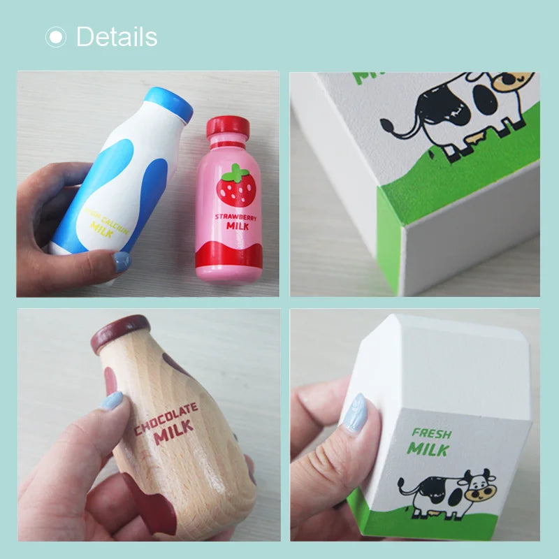 Pretend Play Toy Wooden Drink Set Kitchen Food Toys Kids Montessori Educational Game Children Wooden Imitation Toys for Girl Boy