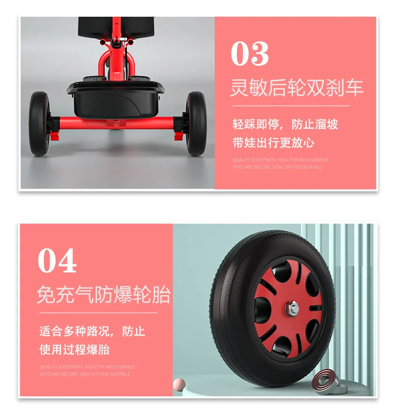Kids Tricycle Toddler Bike 1-6 Years Old Large Lightweight Children Foot Pedal Bike Baby Ride On Toy Bicycle