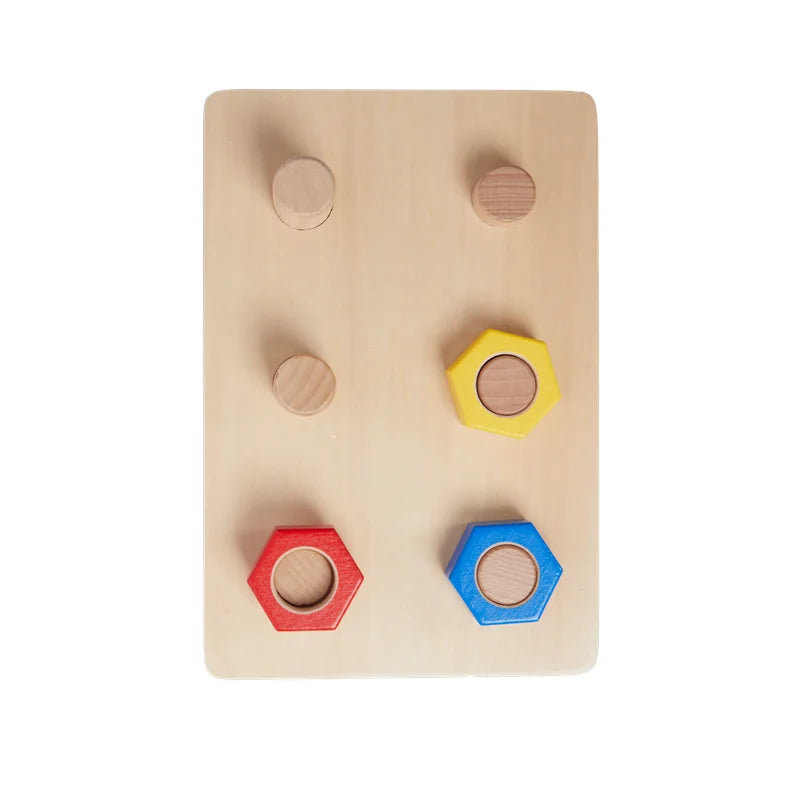 Montessori Educational Learning Toys Wood Nuts and Bolts Board  Screwing Game Kids Fine Motor Skill Activities Colors Cognition