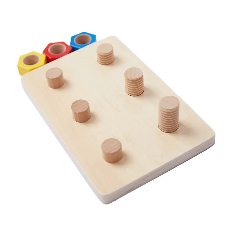 Montessori Educational Learning Toys Wood Nuts and Bolts Board  Screwing Game Kids Fine Motor Skill Activities Colors Cognition